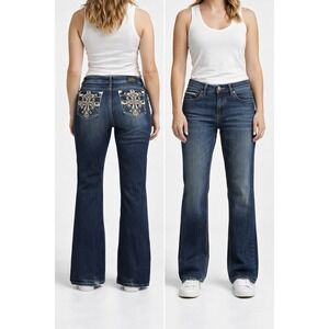 Love Nation Premium Women's 14 Bootcut Jeans Embellished Accents Chunky Y2K